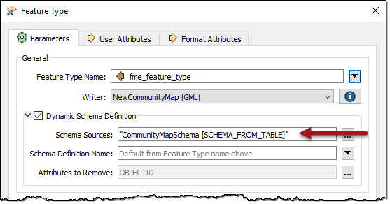 Setting Schema Source as schema from table